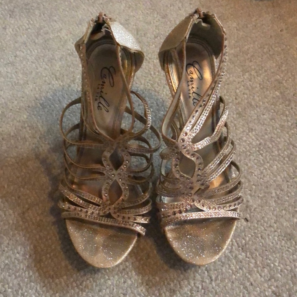 Sparkly gold high heels